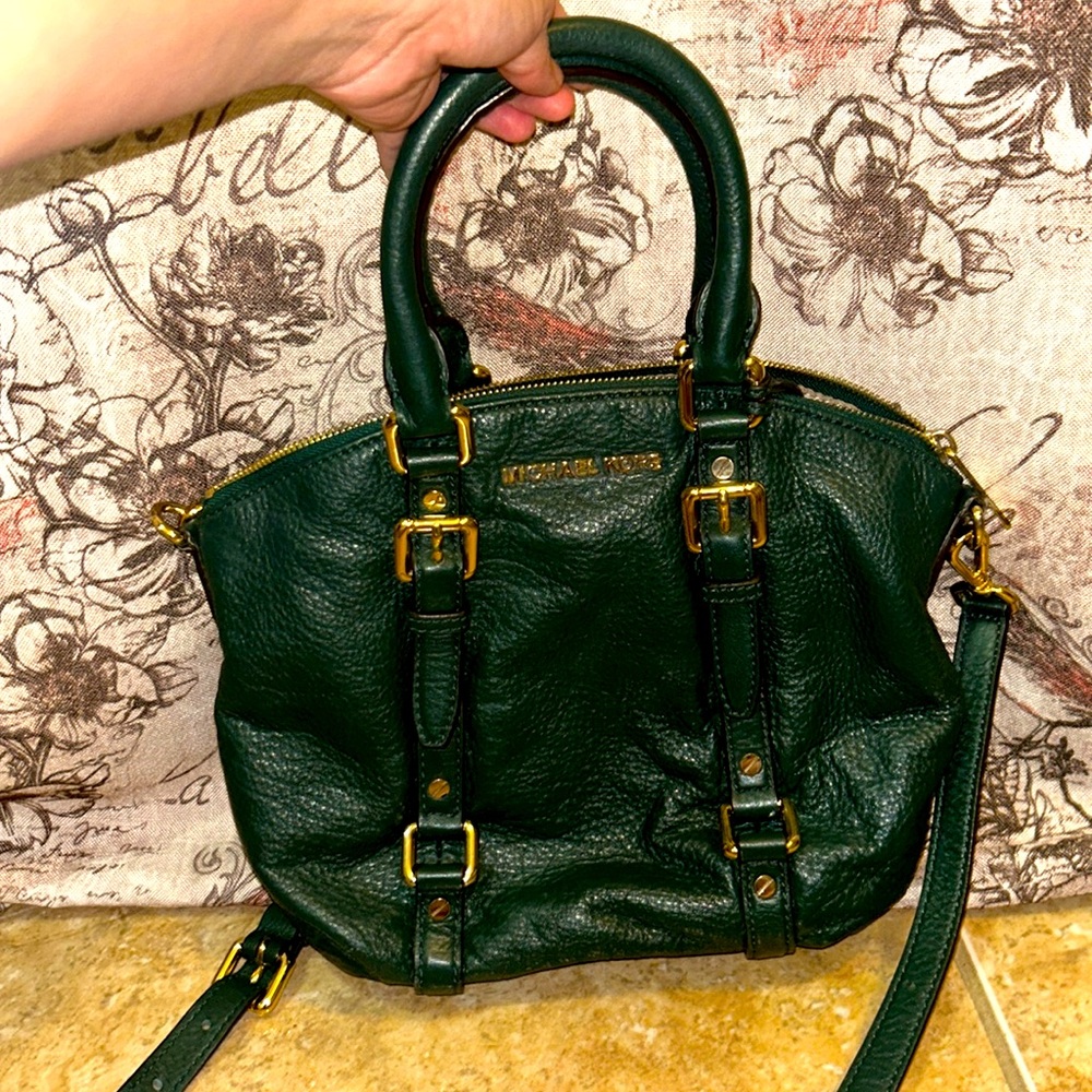 Michael Kors Forest/Emerald Green Slouchy Crossbody